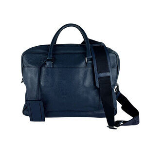 Prada 2way Shoulder Bag Leather Navy Blue Silver